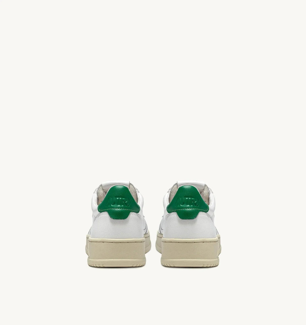 AUTRY - Baskets medalist low en cuir blanc et vert