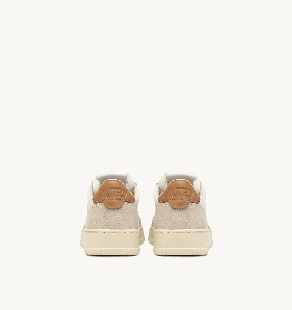 AUTRY - Baskets medalist low en daim et cuir blanc et brown sugar